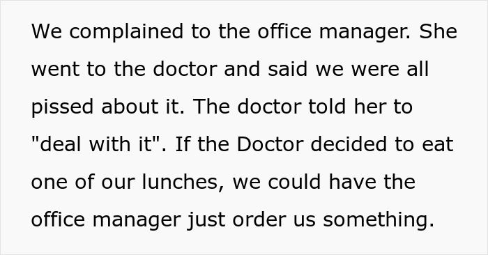 “Deal With It”: Employees Outsmart Entitled Doctor Who Kept Eating Everyone’s Homemade Lunches “Deal With It”: Employees Outsmart Entitled Doctor Who Kept Eating Everyone’s Homemade Lunches