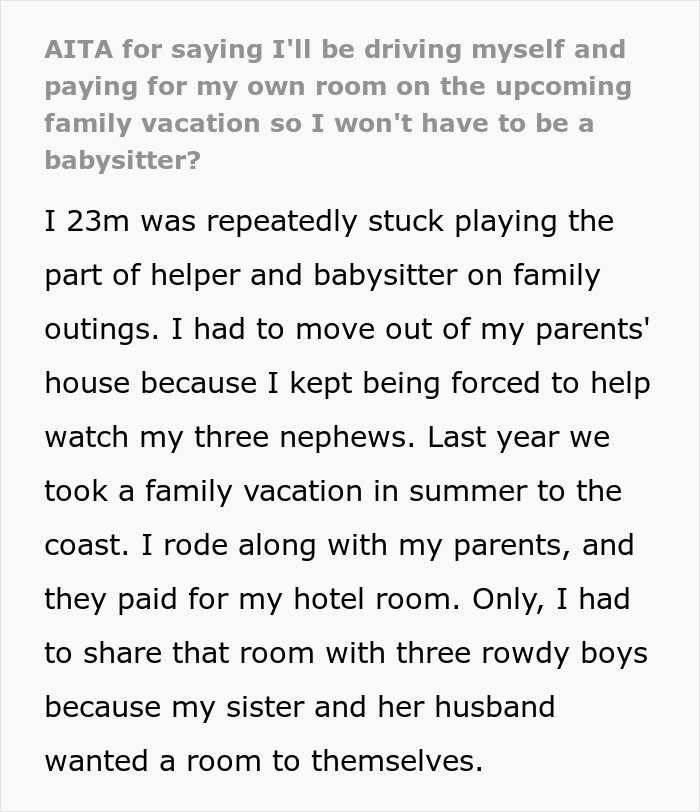 Family Tries Guilt-Tripping A Guy Into Babysitting His 3 Nephews On Vacation, He Refuses And Drama Ensues