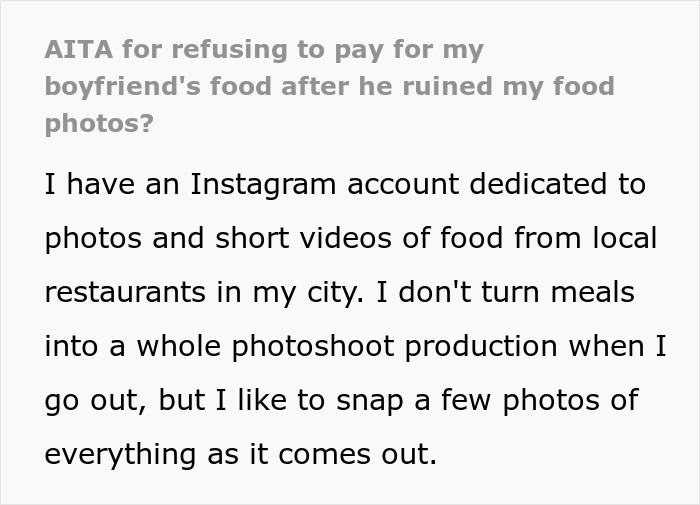 Man Goes Out Of His Way To Ruin Girlfriend’s Food Pictures, So She Makes Him Pay Man Goes Out Of His Way To Ruin Girlfriend’s Food Pictures, So She Makes Him Pay