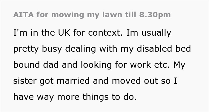 “Just Before 8 PM, One Of My Neighbors Started Screaming”: Woman Ordered To Stop Mowing Her Lawn Because It’s Sunday And People Want To Rest “Just Before 8 PM, One Of My Neighbors Started Screaming”: Woman Ordered To Stop Mowing Her Lawn Because It’s Sunday And People Want To Rest