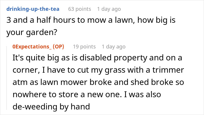“Just Before 8 PM, One Of My Neighbors Started Screaming”: Woman Ordered To Stop Mowing Her Lawn Because It’s Sunday And People Want To Rest “Just Before 8 PM, One Of My Neighbors Started Screaming”: Woman Ordered To Stop Mowing Her Lawn Because It’s Sunday And People Want To Rest