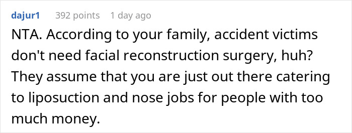 Plastic Surgeon Has Enough Of Aunt Bashing Her Profession And Idolizing Her Nurse Daughter, Viciously Mocks Both Of Them Plastic Surgeon Has Enough Of Aunt Bashing Her Profession And Idolizing Her Nurse Daughter, Viciously Mocks Both Of Them