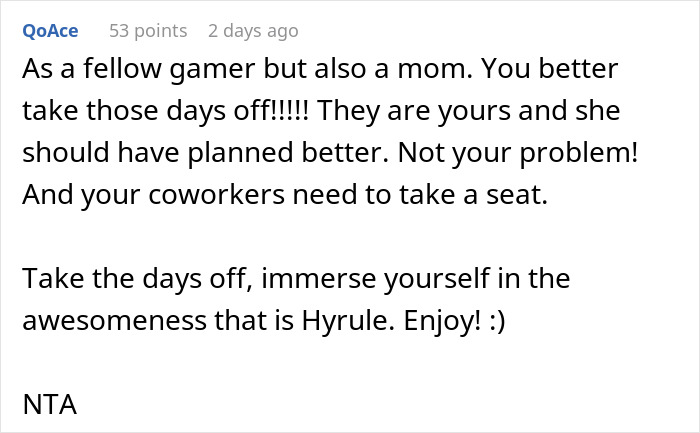 &#8220;I Honestly Don&#8217;t Really Care&#8221;: Person Refuses To Give Up Their Day Off To Play A Video Game