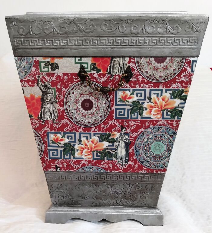 I Upcycled An Old Storage Box With Asian-Themed Art Paper I Upcycled An Old Storage Box With Asian-Themed Art Paper