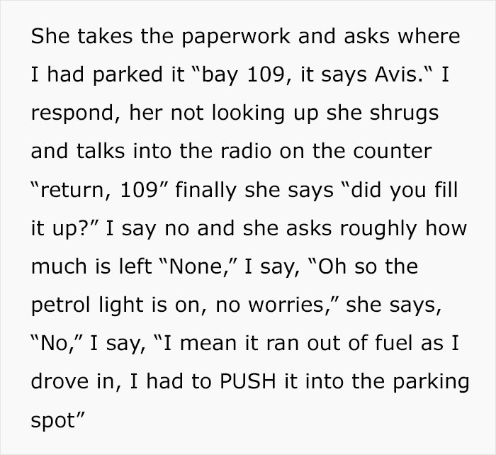 “Return The Car Empty. Done”: Guy Maliciously Complies With Car Rental’s Rules “Return The Car Empty. Done”: Guy Maliciously Complies With Car Rental’s Rules