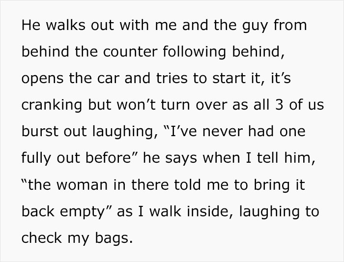 “Return The Car Empty. Done”: Guy Maliciously Complies With Car Rental’s Rules “Return The Car Empty. Done”: Guy Maliciously Complies With Car Rental’s Rules