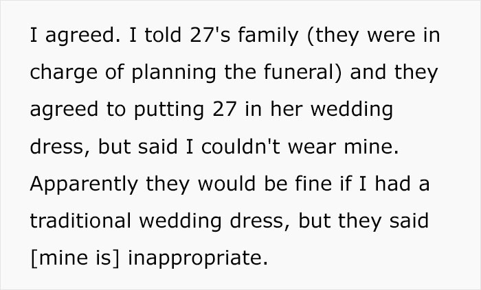 “[Am I The Jerk] For Ignoring What My Fianc&eacute;e’s Parents Wanted And Wore My Wedding Dress To Her Funeral?”