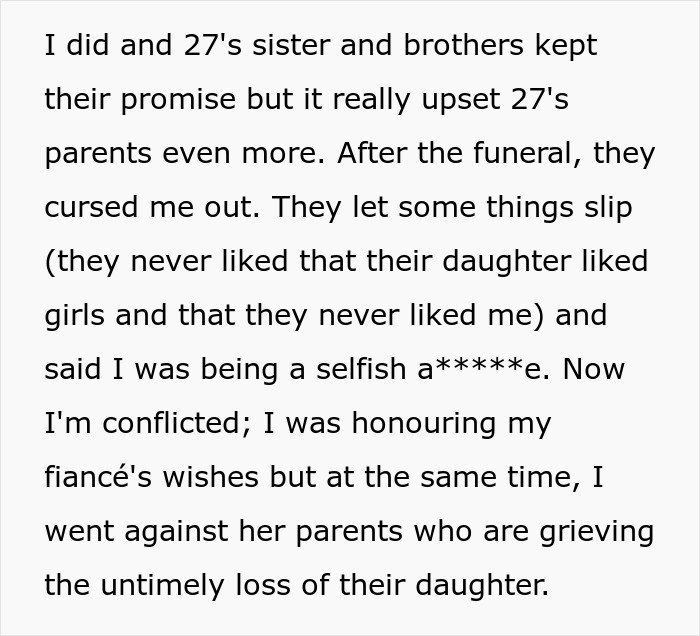 “[Am I The Jerk] For Ignoring What My Fianc&eacute;e’s Parents Wanted And Wore My Wedding Dress To Her Funeral?”