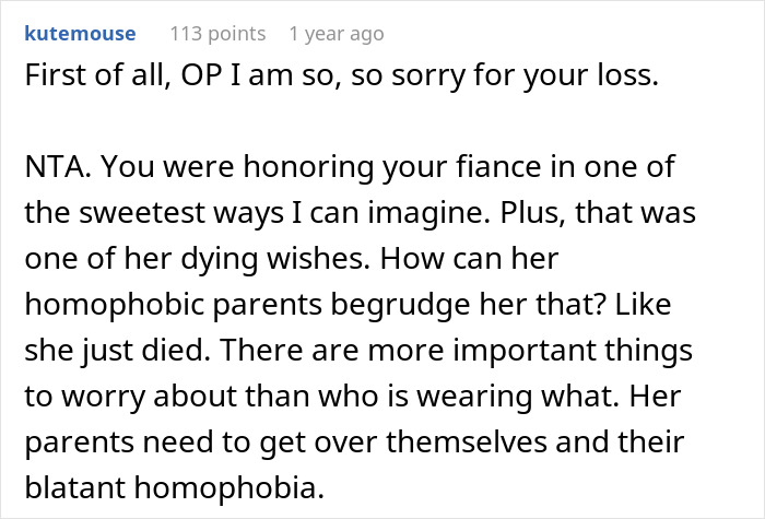 “[Am I The Jerk] For Ignoring What My Fianc&eacute;e’s Parents Wanted And Wore My Wedding Dress To Her Funeral?”