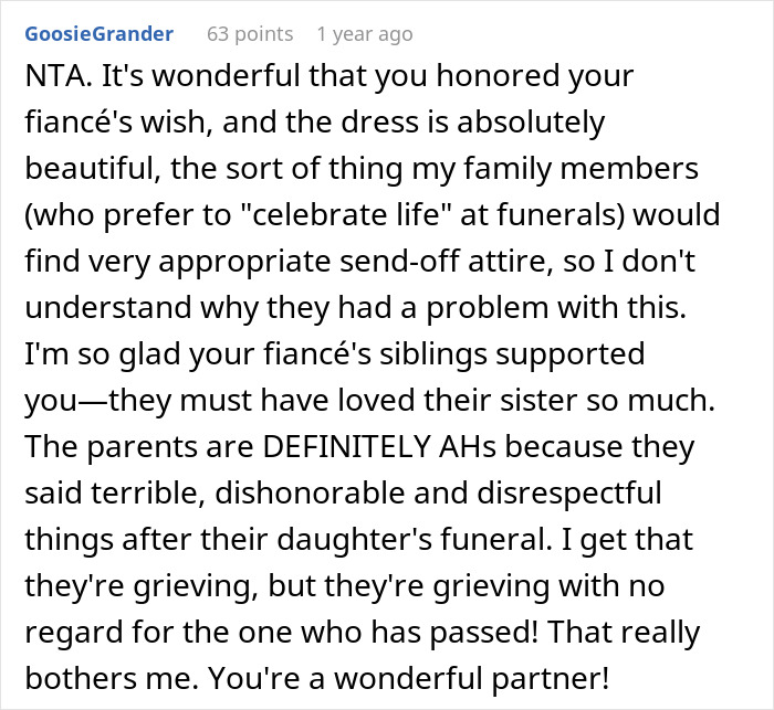 “[Am I The Jerk] For Ignoring What My Fianc&eacute;e’s Parents Wanted And Wore My Wedding Dress To Her Funeral?”