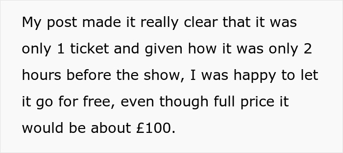 Person Gives Away 1 Ballet Ticket For Free, Karen Shows Up With Her Husband, Demands Someone Give Up Their Seat For Him Person Gives Away 1 Ballet Ticket For Free, Karen Shows Up With Her Husband, Demands Someone Give Up Their Seat For Him