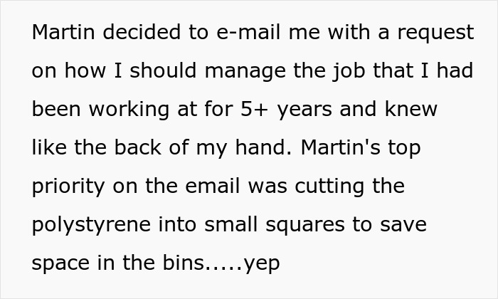 “I Took That Literally”: Core Worker Watches Company Go Into Chaos After Maliciously Complying With New Manager’s Demands “I Took That Literally”: Core Worker Watches Company Go Into Chaos After Maliciously Complying With New Manager’s Demands