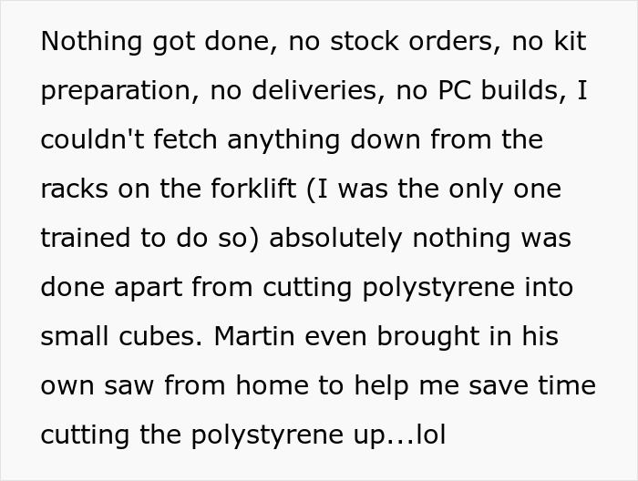 “I Took That Literally”: Core Worker Watches Company Go Into Chaos After Maliciously Complying With New Manager’s Demands “I Took That Literally”: Core Worker Watches Company Go Into Chaos After Maliciously Complying With New Manager’s Demands