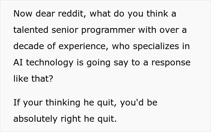 Boss Tells Senior Programmer To Move Back To NYC For Work, So He Quits, And The Company Quickly Realizes How Essential He Was Boss Tells Senior Programmer To Move Back To NYC For Work, So He Quits, And The Company Quickly Realizes How Essential He Was