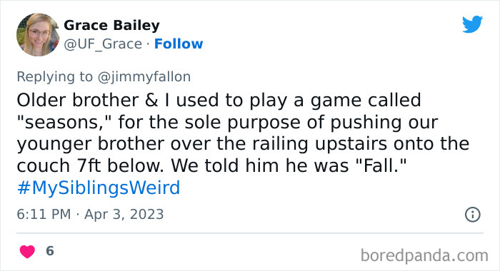 30 Of The Best Answers To Jimmy Fallon’s “My Sibling’s Weird” Challenge 30 Of The Best Answers To Jimmy Fallon’s “My Sibling’s Weird” Challenge