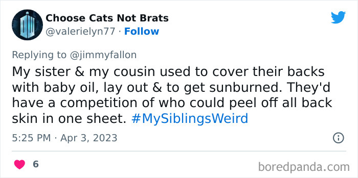 30 Of The Best Answers To Jimmy Fallon’s “My Sibling’s Weird” Challenge 30 Of The Best Answers To Jimmy Fallon’s “My Sibling’s Weird” Challenge