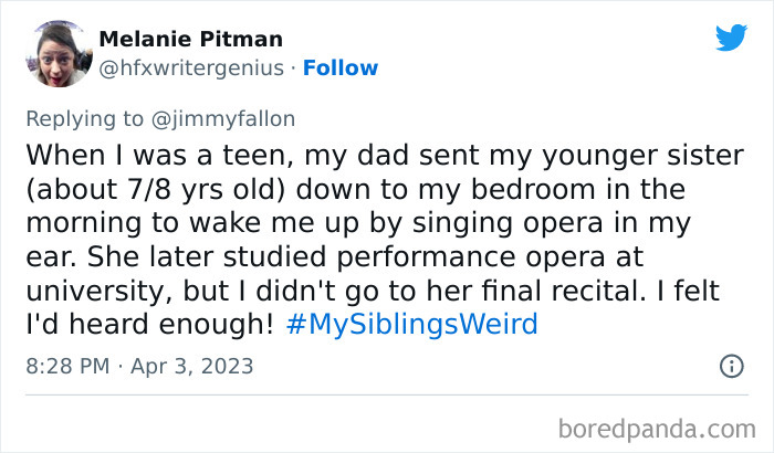 30 Of The Best Answers To Jimmy Fallon’s “My Sibling’s Weird” Challenge 30 Of The Best Answers To Jimmy Fallon’s “My Sibling’s Weird” Challenge