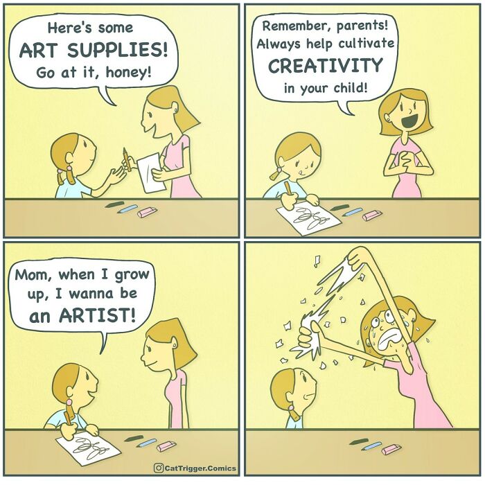 Here Are 40 Hilariously Twisted Comics With Unexpected Endings By “Cat Trigger” (New Pics)