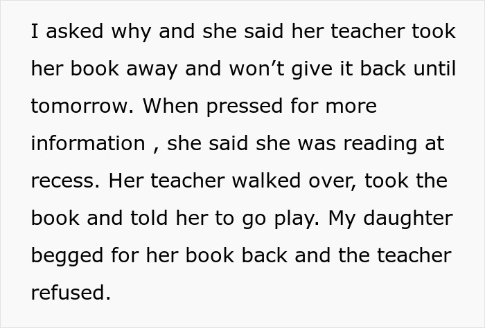 Father Supports His Daughter After The Teacher Took Away Her Book For Reading At Recess, Gets Called A Jerk Father Supports His Daughter After The Teacher Took Away Her Book For Reading At Recess, Gets Called A Jerk