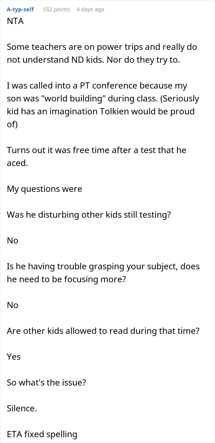 Father Supports His Daughter After The Teacher Took Away Her Book For Reading At Recess, Gets Called A Jerk Father Supports His Daughter After The Teacher Took Away Her Book For Reading At Recess, Gets Called A Jerk