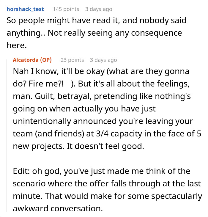 Woman Opens Up About Accidentally Showing Her Newly Accepted Job Offer To CEO Before She Gave Her Notice Woman Opens Up About Accidentally Showing Her Newly Accepted Job Offer To CEO Before She Gave Her Notice
