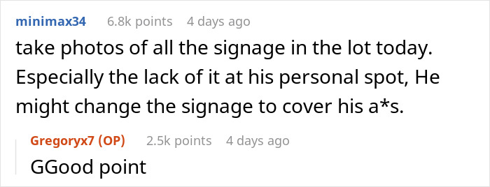 Entitled Boss Gets Placed On Leave After Wrongfully Towing Employee’s Car For Parking In ‘His Spot’ Entitled Boss Gets Placed On Leave After Wrongfully Towing Employee’s Car For Parking In ‘His Spot’