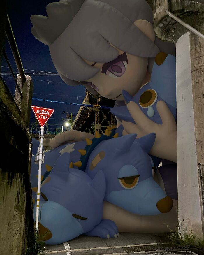 21 Giant Inflatable Female Anime Characters Digitally Placed In The City By This Japanese Artist Look Incredibly Realistic