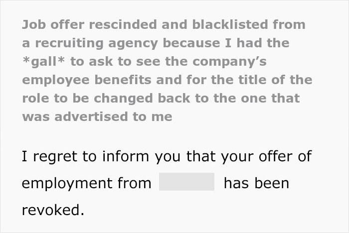 Person Shares Story Of “Recruitment Hell” After Company Revokes Their Job Offer Person Shares Story Of “Recruitment Hell” After Company Revokes Their Job Offer