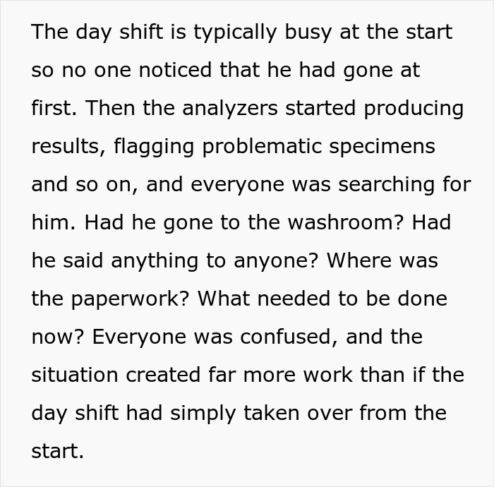 &#8220;And Then, At Exactly 7AM, He Quietly Went Home&#8221;: Lab Employee Maliciously Complies With The Shift Manager As She Orders Him To Keep Working After Hours