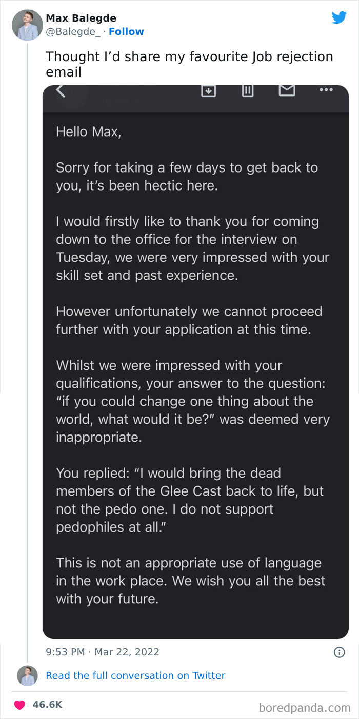 &ldquo;Rejected In 5 Minutes&rdquo;: 35 People Share The Most Unhinged Job Rejections They Were Unfortunate Enough To Receive