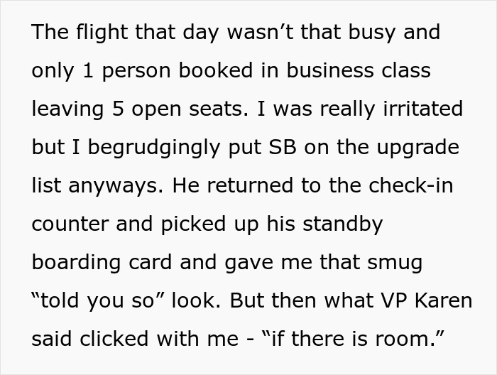 “If There’s Room”: Airline Employee Outsmarts Entitled Customer By Maliciously Complying To Upgrade His Flight “If There’s Room”: Airline Employee Outsmarts Entitled Customer By Maliciously Complying To Upgrade His Flight