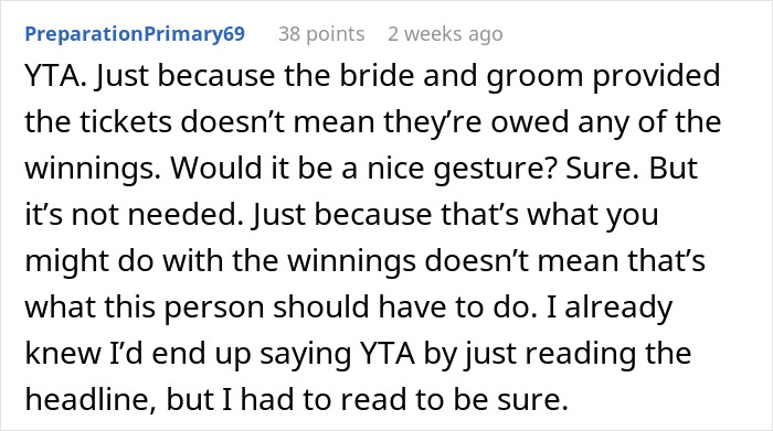 Lottery Win Turns Sour After Friend Asks How Much They’ll Be Giving Away To Newlyweds