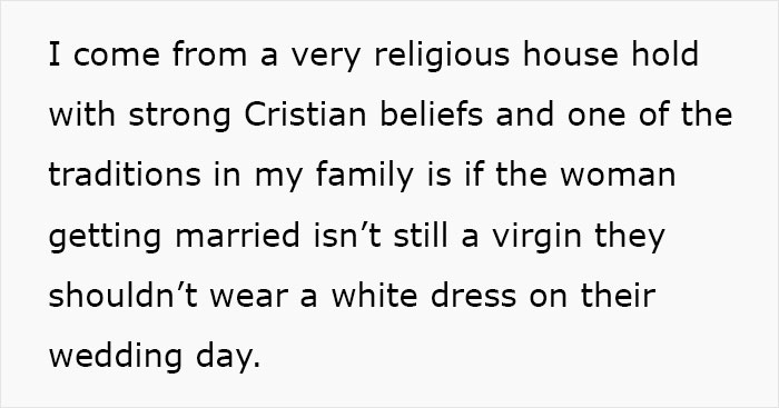 &ldquo;[Am I The Jerk] For Convincing My Girlfriend Not To Wear A White Dress On Our Wedding Day?&rdquo;