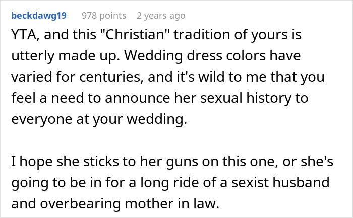 &ldquo;[Am I The Jerk] For Convincing My Girlfriend Not To Wear A White Dress On Our Wedding Day?&rdquo;