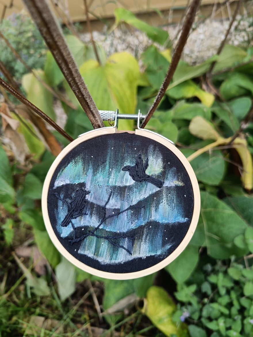 I Experimented With Embroidery And Paint To Create Dreamy Artwork Of The Aurora Borealis (23 Pics) I Experimented With Embroidery And Paint To Create Dreamy Artwork Of The Aurora Borealis (23 Pics)