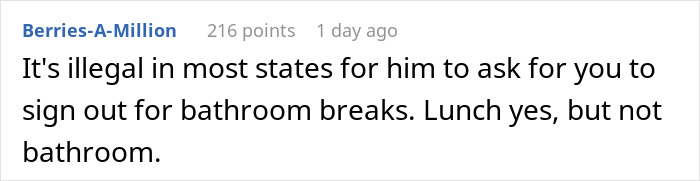New Boss Risks Losing A High-Performing Employee With His Ridiculous Bathroom Rule New Boss Risks Losing A High-Performing Employee With His Ridiculous Bathroom Rule