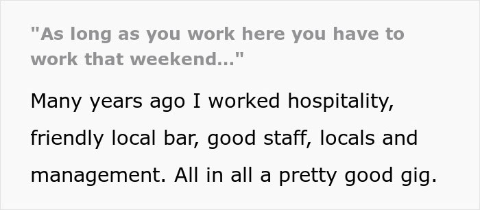 Person Quits On The Spot After Boss Changes Their Mind About Their Weekend Off Person Quits On The Spot After Boss Changes Their Mind About Their Weekend Off