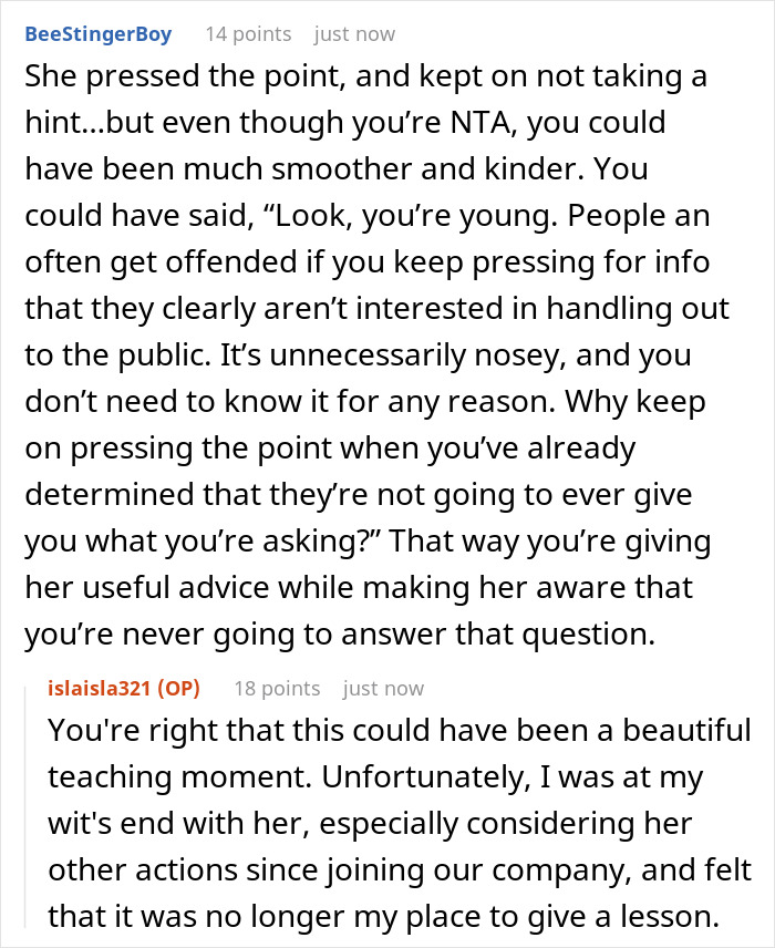 Woman Makes Office ‘Gossip Girl’ Cry After She Kept Asking Her About Her Husband’s Salary Woman Makes Office ‘Gossip Girl’ Cry After She Kept Asking Her About Her Husband’s Salary