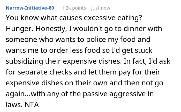 In-Laws Turn Passive Aggressive After DIL Refuses To Give In To MIL&rsquo;s Policing Of Her Eating Habits