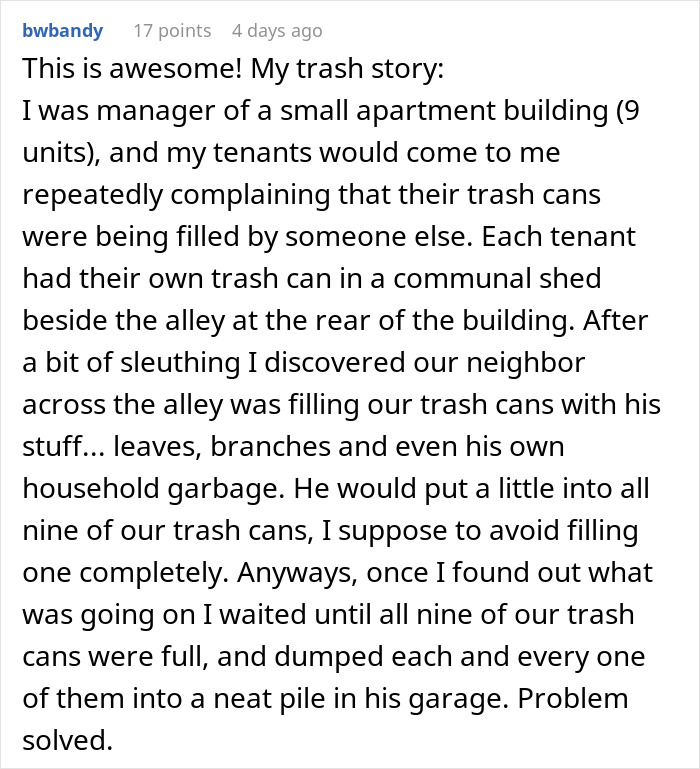 Woman Has Enough Of Neighbors Using Her Trash Can, Teaches Them A Lesson