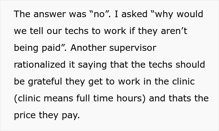 Employees In Clinic Are Expected To Start Work Off The Clock, A New Supervisor Intervenes Employees In Clinic Are Expected To Start Work Off The Clock, A New Supervisor Intervenes