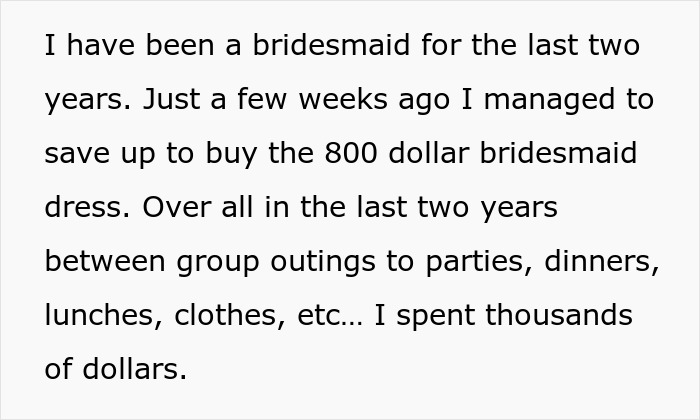 “Sarah Was Completely Appalled”: Bride Expects Ex-Bridesmaid To Just Give Away Her Dress “Sarah Was Completely Appalled”: Bride Expects Ex-Bridesmaid To Just Give Away Her Dress