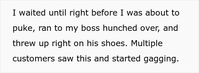 Teenager Maliciously Complies With Manager’s Request To Come Into Work While Sick, Throws Up Teenager Maliciously Complies With Manager’s Request To Come Into Work While Sick, Throws Up