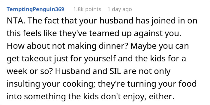 Woman’s Husband And His Sister Kept “Fixing” Her Food To The Point That She And Her Kids Would Refuse To Eat It, So She Finally Snaps Woman’s Husband And His Sister Kept “Fixing” Her Food To The Point That She And Her Kids Would Refuse To Eat It, So She Finally Snaps