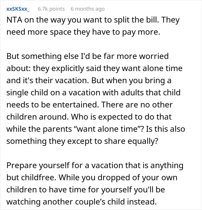 &ldquo;[Am I The Jerk] For Changing My Mind About Splitting The Cost Of Our Group Vacation Equally?&rdquo;