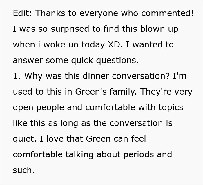 Guy Starts Mansplaining Periods To His Little Sister During Family Dinner, His Fiancée Asks Him A Question That Shuts Him Down