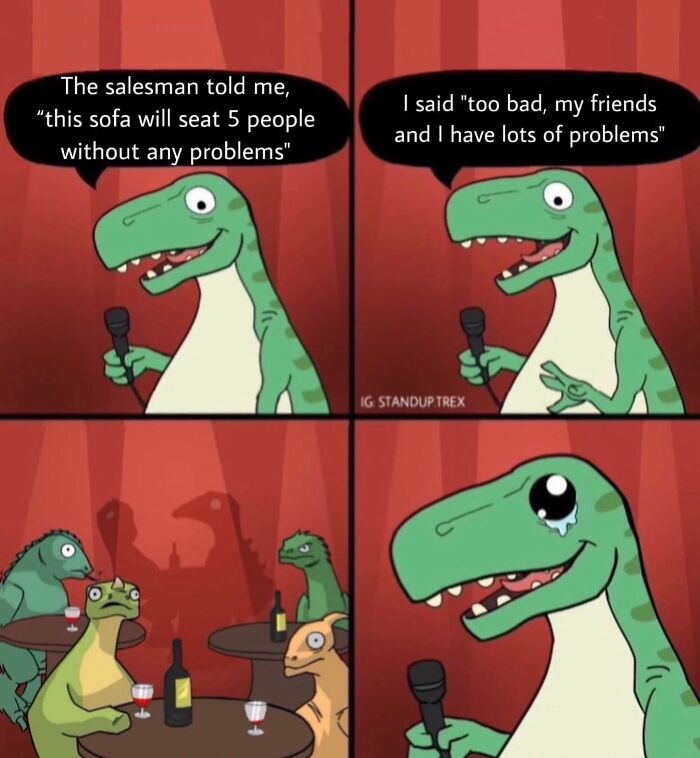 I Created A Dino Standup Comedian That Is On A Mission To Spread Bad Jokes And Puns (30 Pics)