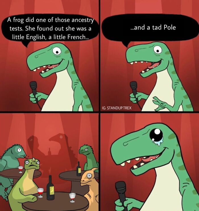 I Created A Dino Standup Comedian That Is On A Mission To Spread Bad Jokes And Puns (30 Pics)