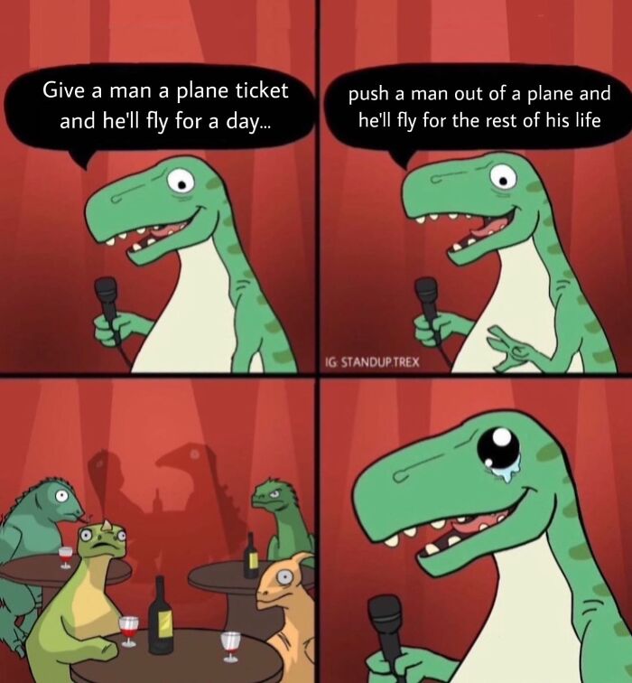 I Created A Dino Standup Comedian That Is On A Mission To Spread Bad Jokes And Puns (30 Pics)