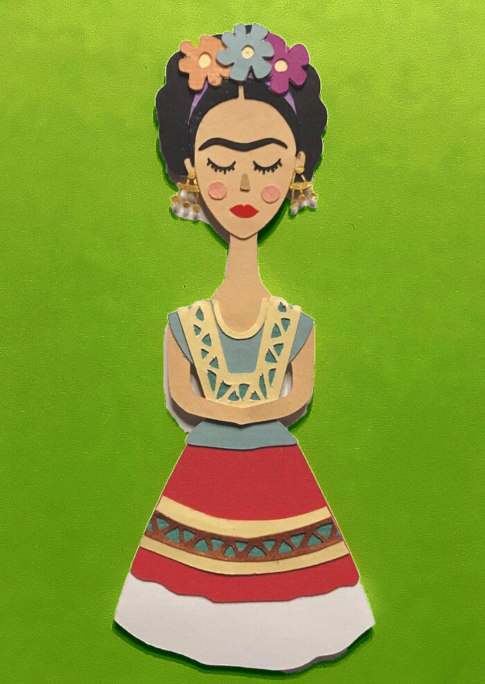 I’ve Been Making Frida Kahlo Out Of Paper Since 2015, And Here Is My Artistic Progression